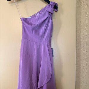 Gal Meets Glam  One-Shoulder Bow Midi Dress, Wisteria Women Size 0  NWT